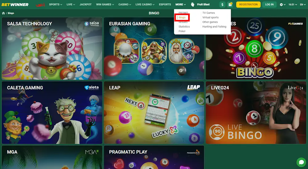 Betwinner Bingo Casino Games Screenshot